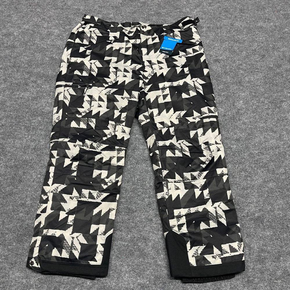 Columbia Snow Pants Mens XXL 2XL Black White Clear Mountain FS Printed Gorpcore